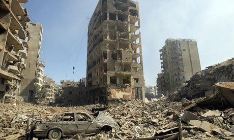 A Hezbollah stronghold in a Beirut suburb reduced to rubble by Israeli air strikes in August 2006. Photograph: Ramzi Haidar/AFP/Getty Images
